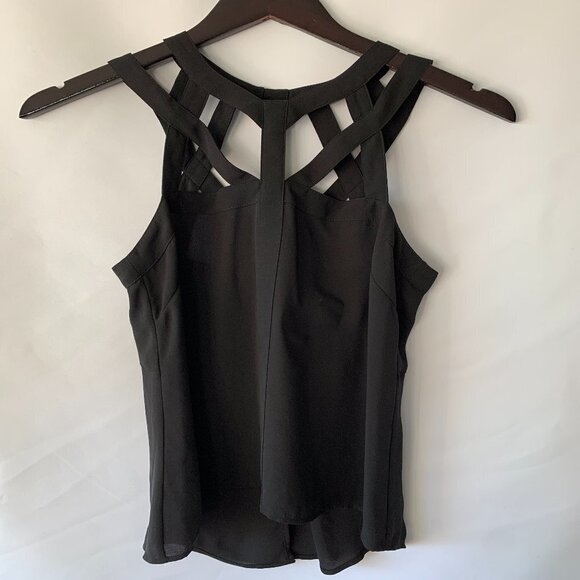 BCBGMaxAzria Women's Black Jada Cutout Tank Top Size XXS - Picture 1 of 8
